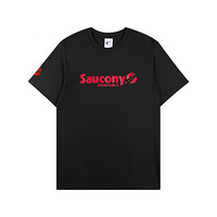 Saucony索康尼 新款男子LOGO印花休闲时尚短袖T恤男380229110064 黑色 2XL