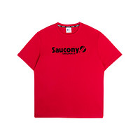 Saucony索康尼新品男子经典logo短袖 街头潮流短袖T恤男380229110103 深红 M