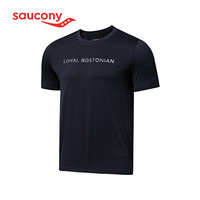 Saucony索康尼夏新品男子运动休闲简约时尚短袖针织T恤男380229110071 深蓝 L