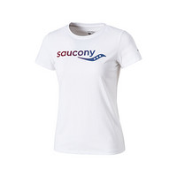 Saucony索康尼 新款女装印花短袖休闲运动T恤舒适透气380228110097 白-100 XL