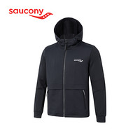 Saucony索康尼 新品 男子针织开衫上衣 拉链连帽夹克380029110262 黑色 XS
