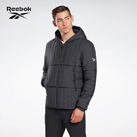 Reebok锐步运动健身男子冬季短款棉服连帽夹克 FT0645_黑色 A/L