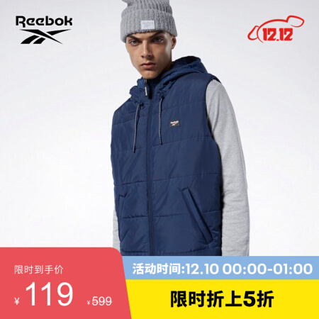 Reebok锐步 男子 棉背心 保暖马甲外套 秋冬上衣 DY6014_深蓝色 A/M