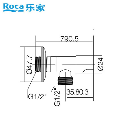 Roca/乐家卫浴原装90度铜质陶瓷阀芯角阀浴室马桶龙头三角阀三通阀芯 乐家角阀*1个