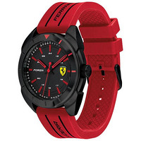 Ferrari男士手表石英机芯Forza黑色不锈钢圆形表盘个性logo红色硅胶表带45mm防水30m No Color ONE SIZE