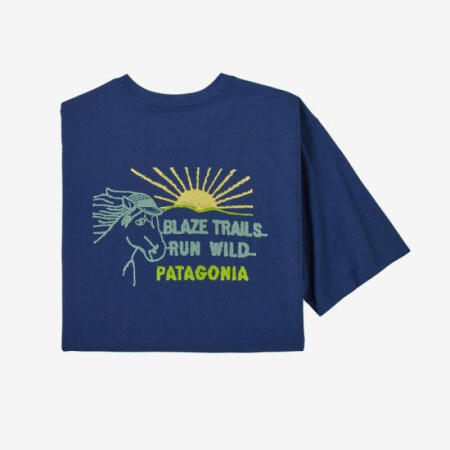 Patagonia巴塔哥尼亚男士T恤时尚印花圆领舒适休闲短袖38499 Superior Blue (SPRB) S(适合胸围96.52-101.6cm)