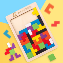 福孩儿俄罗斯方块拼图儿童益智玩具木质积木拼装34569周岁宝宝智力