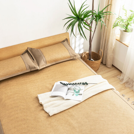 京东京造 藤席三件套 凉席套装 床席 含枕席2只 本色1.5米