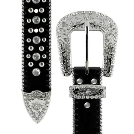 belts女腰带铆钉镶钻时尚皮带百搭牛仔风美国直邮belt642 single XL-38