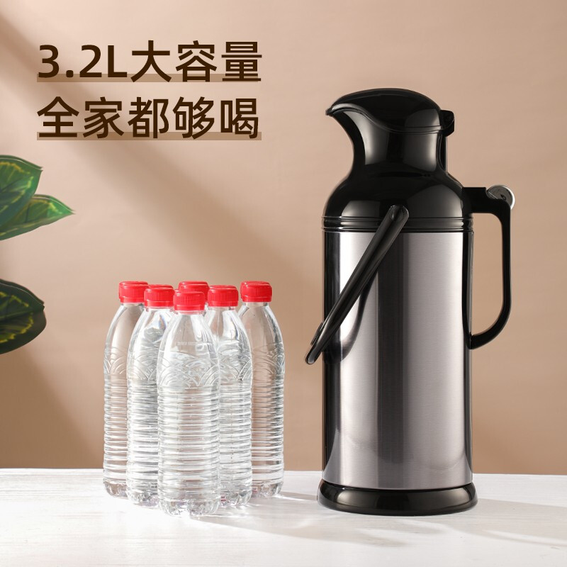 富光优选 保温壶 暖家系列居家办公暖水瓶 大容量水壶家用玻璃内胆 学生宿舍用热水瓶暖壶暖瓶暖家 金色 2000ml