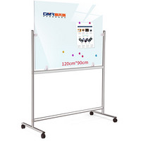 美硕（MEISHUO） 钢化玻璃白板支架式磁性白板壁挂简易办公会议移动写字板  自由型不锈钢支架(120*90)单面