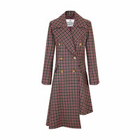 薇薇安·威斯特伍德 Vivienne Westwood 女士绿紫格纹羊毛大衣外套 13010020-11615-SIO201-38