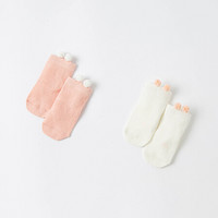 戴维贝拉儿童短袜 粉白色组 11CM（约1-2岁 建议脚长12-14cm）