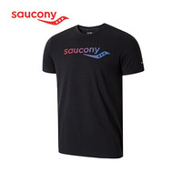 Saucony索康尼 男子休闲运动跑步 渐变LOGO短袖T恤男380229110091 黑 S