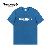 Saucony索康尼 新款男子LOGO印花休闲时尚短袖T恤男 牛仔兰 XL