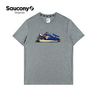 Saucony索康尼夏新品 男子时尚休闲短袖 街头潮流印花T恤男 中花灰 S