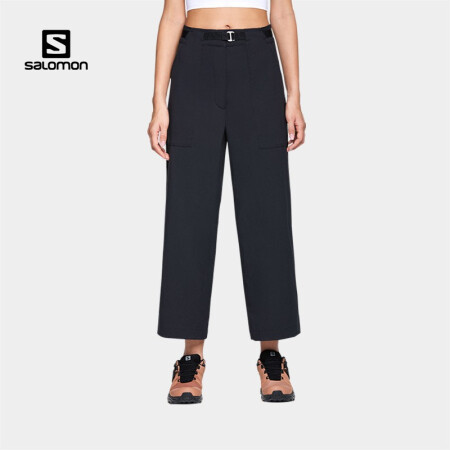 萨洛蒙（Salomon）女款 户外运动舒适防泼水阔腿裤长裤 OUTRACK HIGH PANT 黑色 C15060 34/R