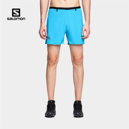 萨洛蒙（Salomon）男款 户外运动轻量透气舒适跑步短裤 SENSE 5'' SHORT 夏威夷蓝 C14745 L