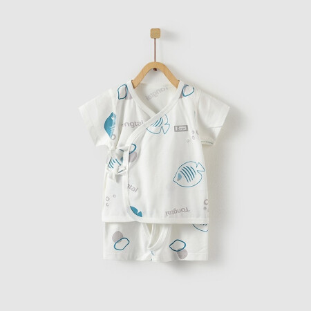 Tongtai 童泰 夏季0-3月婴儿男女宝宝短袖偏开内衣套装 TS02J155 绿色 52