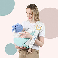 迪士尼(Disney)母婴 婴儿背巾新生儿前抱式老式初生背带抱娃外出轻便简易抱带夏季静谧蓝20216023