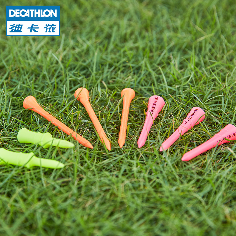 DECATHLON 迪卡侬 高尔夫球tee 球座 球T 球拖座 高尔夫球钉配件 IVE2（塑料黄色10只 70mm）