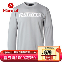 Marmot/土拨鼠21春夏新款运动时尚休闲圆领套头卫衣男女同款户外 灰色1356 M 欧码偏大