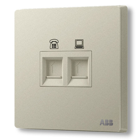 ABB 开关插座 轩致系列 银色 电话+超5类电脑（送六类模块）