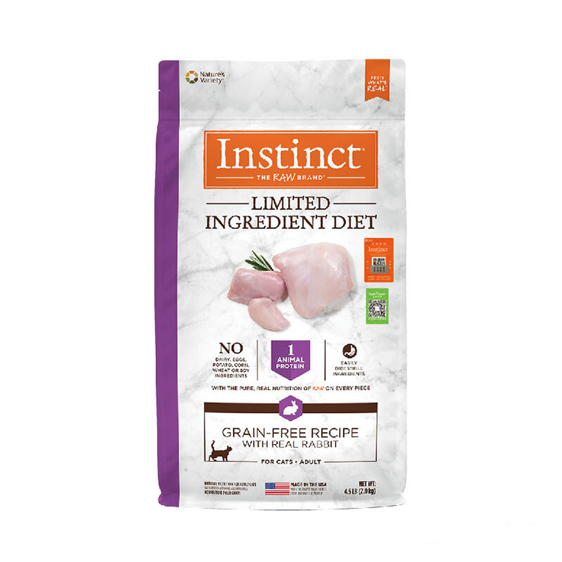 Instinct生鲜本能（百利）美国进口猫粮 兔肉猫粮单一低敏系列 低卡无谷成猫粮 4.5磅/2kg 单一低敏兔肉猫粮
