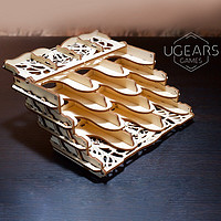 乌克兰ugears 机械传动木质模型拼装成人diy创意积木玩具电车火车生日儿童节礼物送男女朋友 卡牌抽屉匣 木制
