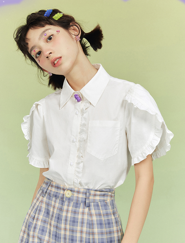 LEDIN 乐町 CWCAB2324 女士木耳边衬衫