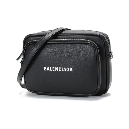 巴黎世家 BALENCIAGA 男女中性皮革单肩斜挎包相机包黑色白色徽标图案 638414 DLQ4N 1000