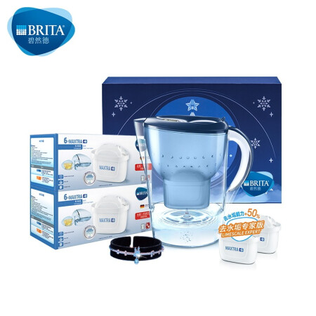 碧然德（BRITA）家用净水壶 施华洛世奇元素联名礼盒 1壶3芯装+旋·滤水晶手链+多效滤芯 6枚装*2