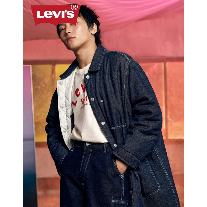 Levi's Red先锋系列 男士翻领双面穿牛仔棉服A0124-0000 牛仔色 M