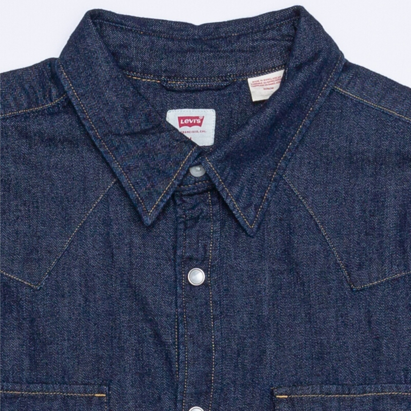 Levi's李维斯 夏季男士时尚翻领再生棉牛仔长袖衬衫潮85744-0000 牛仔色 S