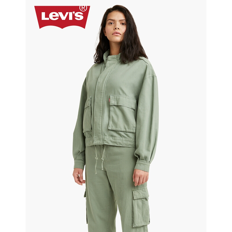 LEVI'S Fashion Fit系列 女士军绿色立领工装休闲夹克34240-0004 军绿色 S