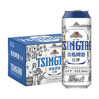 TSINGTAO 青島啤酒 全麥白啤11度 500mL*12罐+福禧500ml*12罐（含贈）