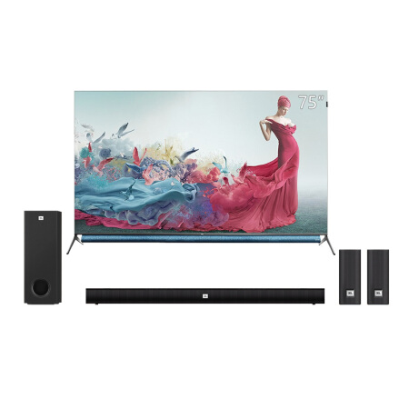 TCL智屏 75Q10 75英寸 QLED原色量子点电视 AI声控 3+32GB 平板电视+JBL CINEMA STV550 回音壁 电视音响