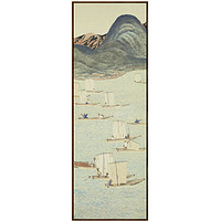 藝術家的禮物 今村紫紅 復刻版畫-近江八景之矢橋歸帆 100x35cm 仿古絹