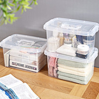 美丽雅 收纳箱 透明塑料整理箱 家用加厚衣物被子玩具储物箱 8.8L*3件套