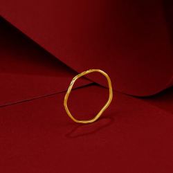 zlf 周六福 珠宝 黄金戒指女款 波浪纹足金5g黄金素圈女戒 定价aw015