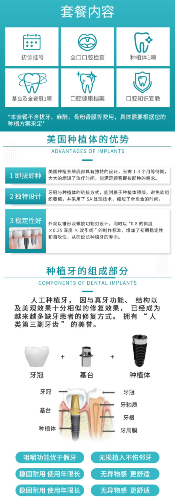 牙管家美国皓圣种植牙含种植体基台进口威兰德全瓷牙冠