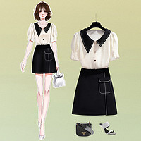 stylecloth/诗可洛 SK-AZBA5380Q0 女款娃娃衫上衣职业套装裙