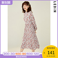 LEDIN 樂町 連衣裙春裝2021新款女碎花雪紡連衣裙C1FAA1101