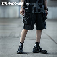 ENSHADOWER 隐蔽者 新品金属光感拼接短裤男潮流工装多口袋五分裤子