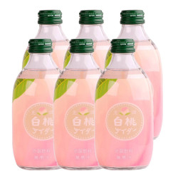 友杰 日本原装进口 友杰(jie)碳酸饮料白桃味果味汽水 300ml*6瓶装