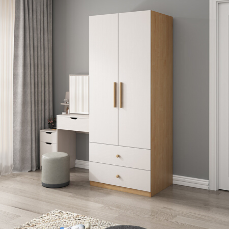 A家家具 衣柜 北欧简约开门衣柜现代中小户型抽屉储物柜子卧室家具 GX211 0.8米