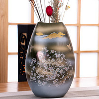 美浓烧（Mino Yaki） 日本进口花瓶 九谷烧陶瓷花瓶插花复古大号干花花瓶