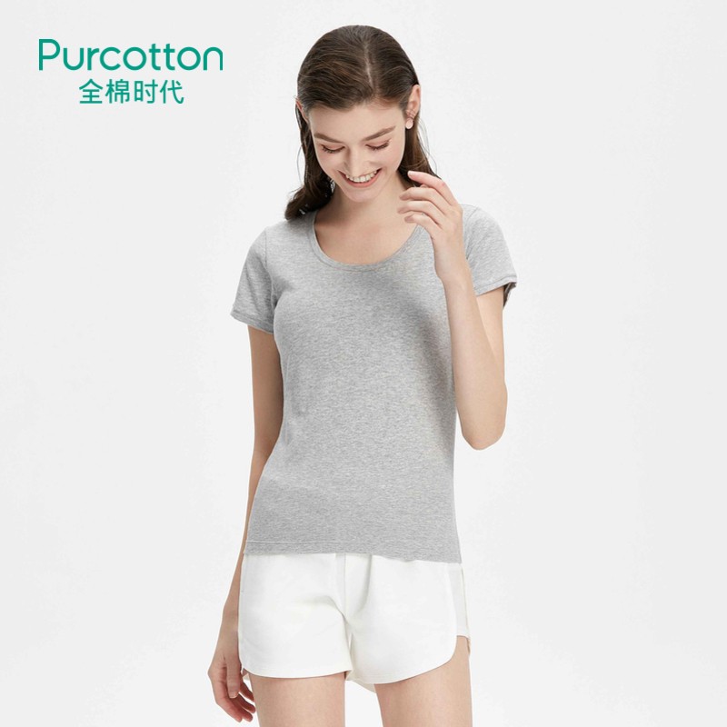 Purcotton 全棉时代 P312030303601 纯棉圆领打底衫女士T恤