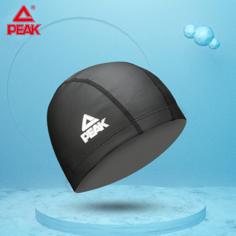 PEAK 匹克 PU涂层游泳帽 男女士长发护耳专业泳帽舒适 不勒头游泳帽装备 YS30103黑色