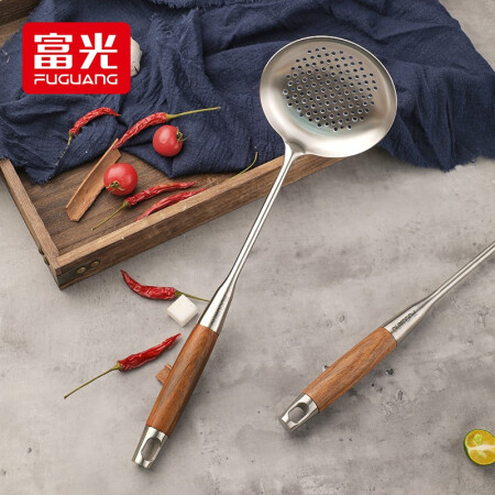 富光 火锅漏勺大漏勺304不锈钢勺子厨房用品防烫花梨木柄 漏勺